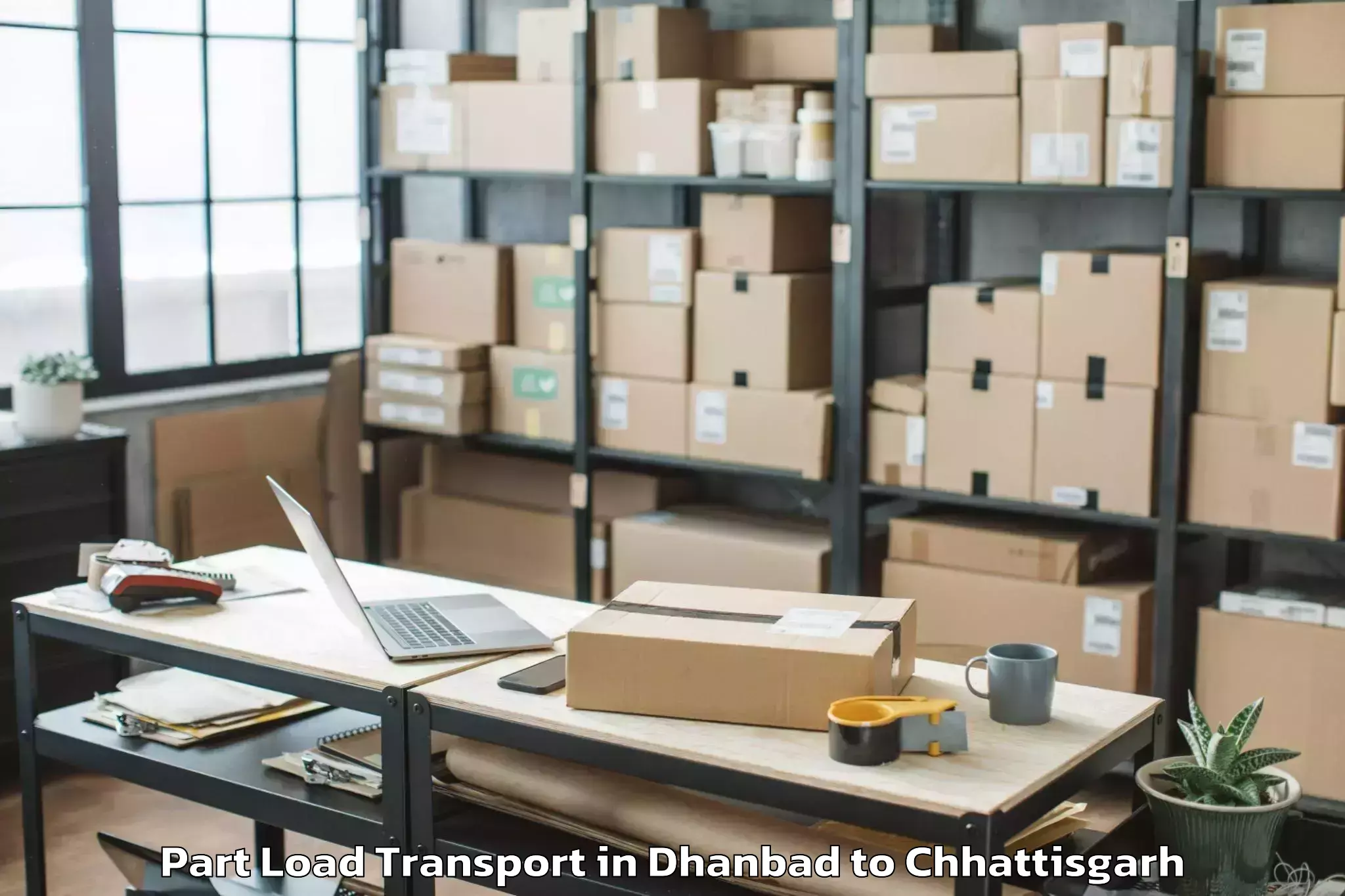 Book Dhanbad to Kurud Part Load Transport Online